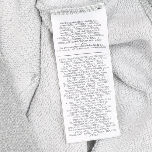 Nike Women Grey Pullover Hoodie XS Cotton Blend Casual Sweatshirt