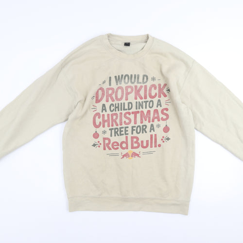 Gildan Men's Beige Funny Christmas Pullover Sweatshirt Size M