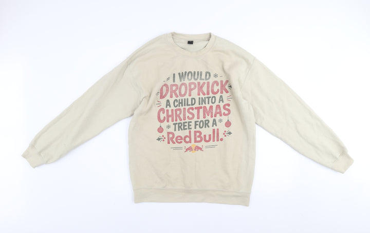 Gildan Men's Beige Funny Christmas Pullover Sweatshirt Size M