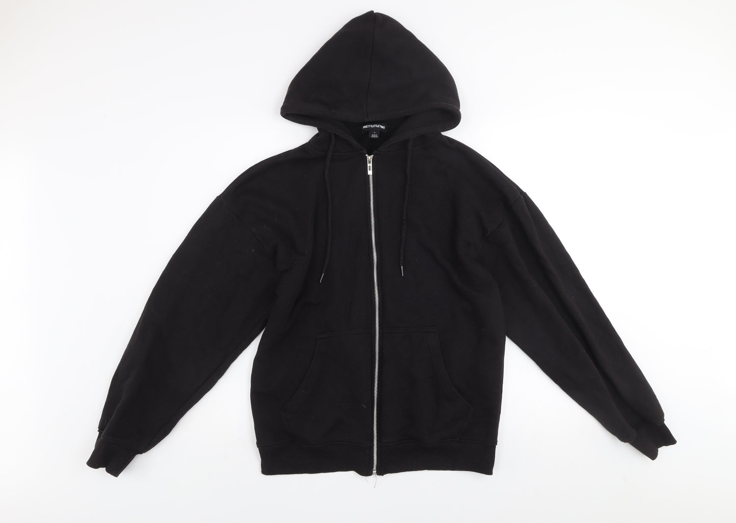 PrettyLittleThing Women's Black Zip Hooded Track Jacket Size S