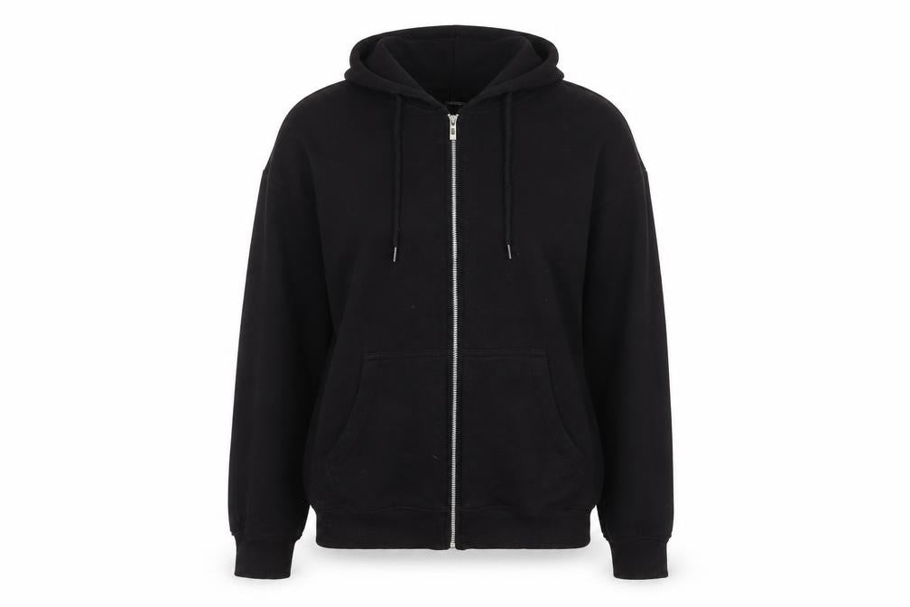 Front view of PRETTYLITTLETHING Women's Black Zip Hooded Track Jacket, size S
