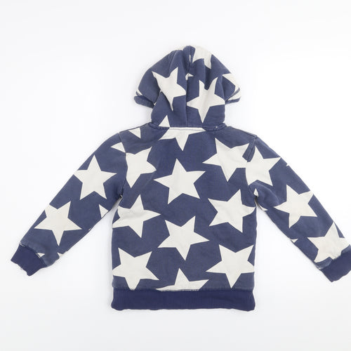 Mini Boden Girls Blue Star Print Hooded Zip Jacket 5-6 Years