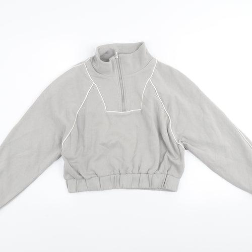 H&M Divided Women Grey Half Zip Sweatshirt Small Cotton Blend