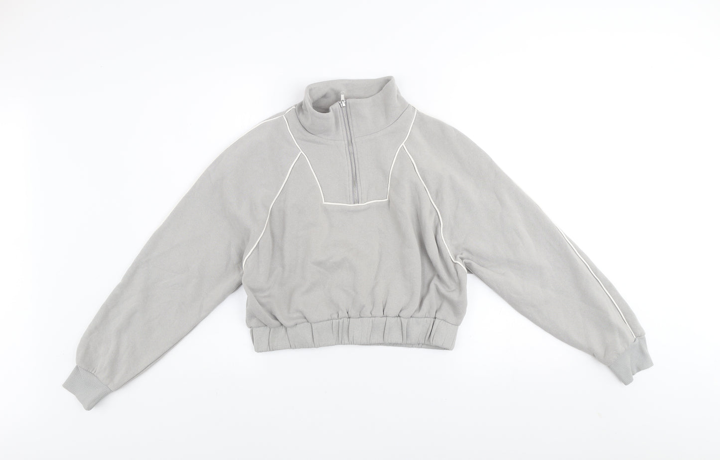 H&M Divided Women Grey Half Zip Sweatshirt Small Cotton Blend