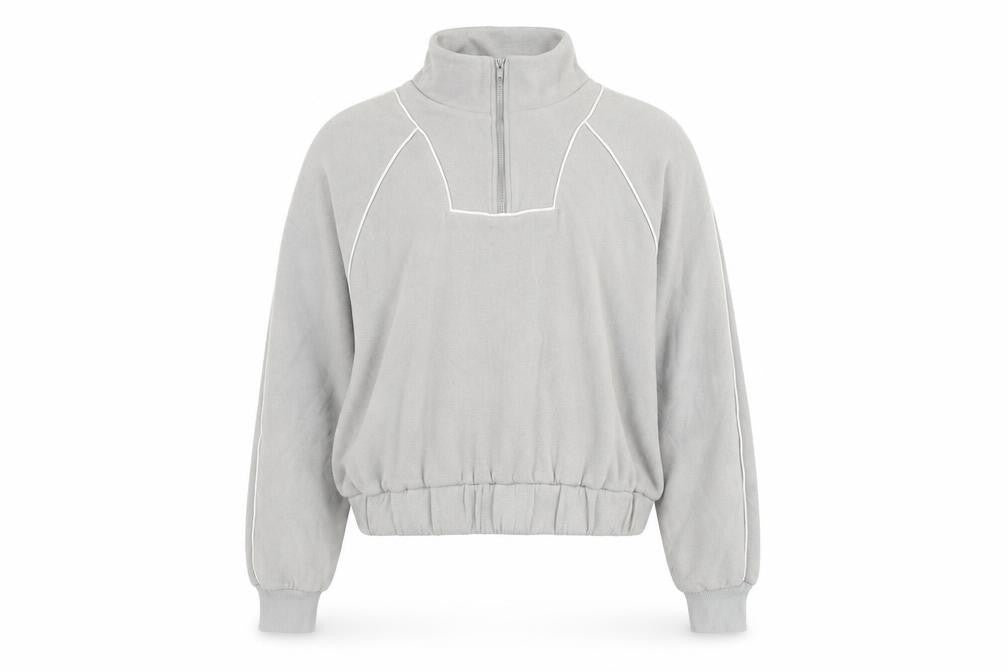 Front view of H&M Divided Women Grey Half Zip Sweatshirt Small Cotton Blend