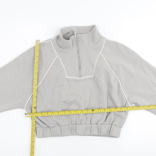 H&M Divided Women Grey Half Zip Sweatshirt Small Cotton Blend
