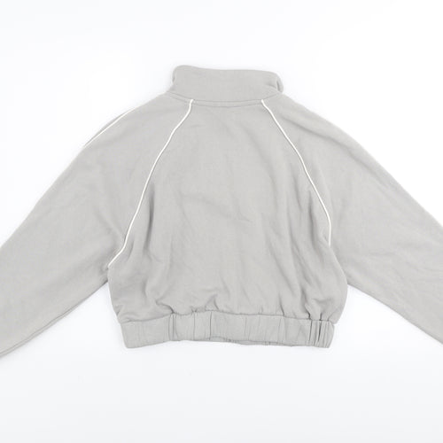 H&M Divided Women Grey Half Zip Sweatshirt Small Cotton Blend