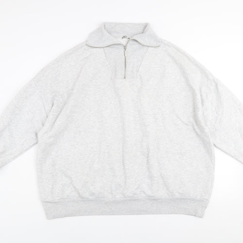 George Mens Grey 2XL Half Zip High Neck Sweatshirt