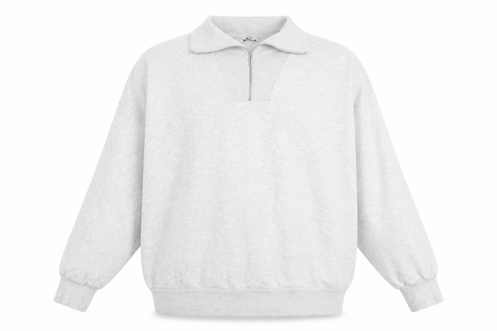 Front view of George men’s grey 2xl half zip high neck sweatshirt