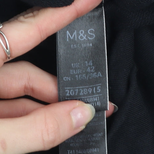 Marks and Spencer Women Black Size 14 Pom Pom Pullover Sweatshirt