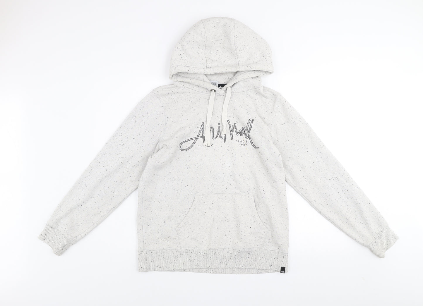 Animal Women's Grey Speckled Pullover Hoodie Size 12 Cotton Blend Casual
