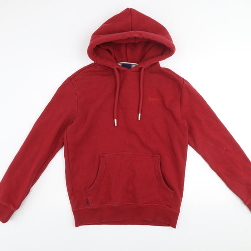 Superdry Men Red Pullover Hoodie Size S Regular Fit Fleece