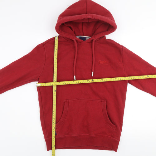 Superdry Men Red Pullover Hoodie Size S Regular Fit Fleece