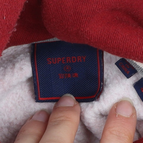 Superdry Men Red Pullover Hoodie Size S Regular Fit Fleece