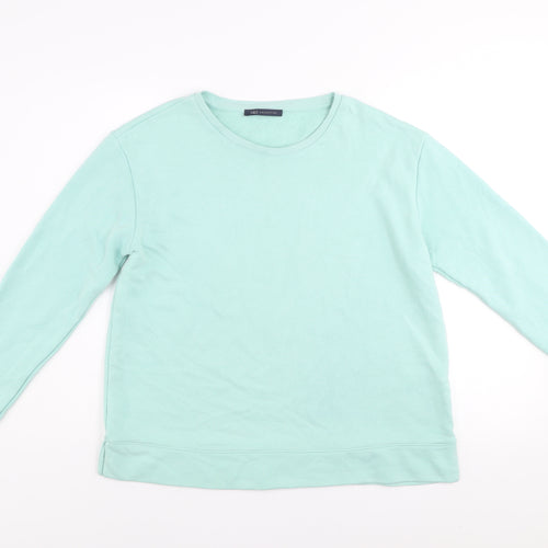 Marks and Spencer Women Mint Green Cotton Blend Pullover Sweatshirt UK 16