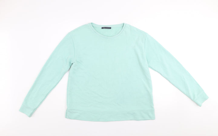 Marks and Spencer Women Mint Green Cotton Blend Pullover Sweatshirt UK 16