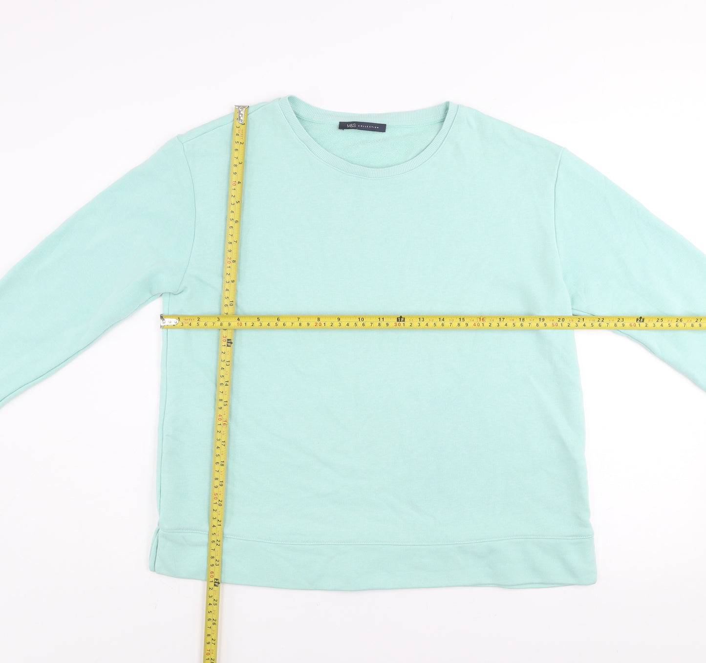 Marks and Spencer Women Mint Green Cotton Blend Pullover Sweatshirt UK 16