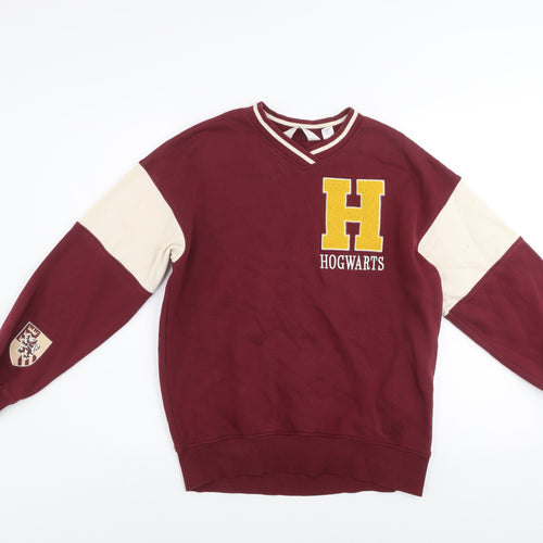 H&M Boys Red Hogwarts Colourblock V-Neck Sweatshirt 11-12 Years