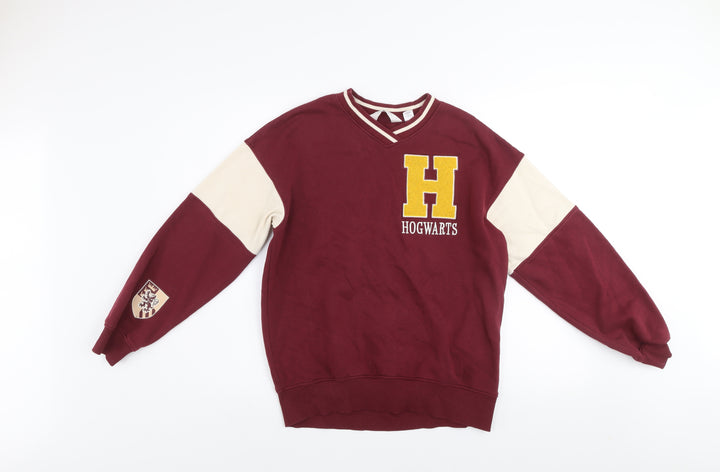 H&M Boys Red Hogwarts Colourblock V-Neck Sweatshirt 11-12 Years