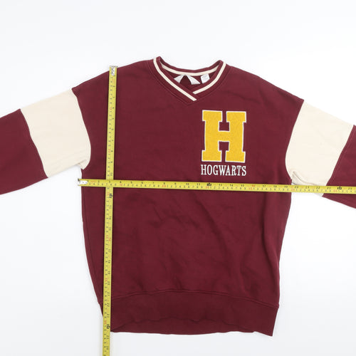 H&M Boys Red Hogwarts Colourblock V-Neck Sweatshirt 11-12 Years