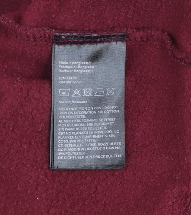 H&M Boys Red Hogwarts Colourblock V-Neck Sweatshirt 11-12 Years