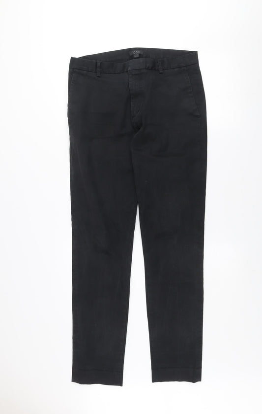 COS Men's Black Slim Fit Cotton Chino Trousers Size M