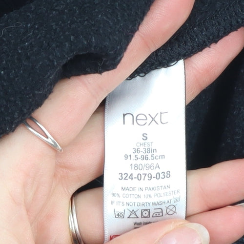 Next Men’s Black Small Zip Hoodie Jacket Cotton Blend