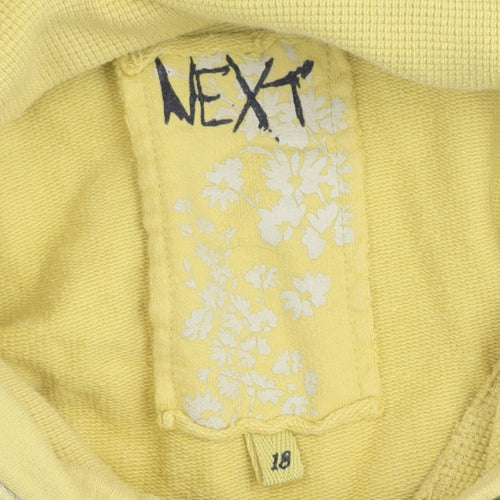 Next Women’s Yellow Hoodie Size 18 Cotton Pullover Graphic Print