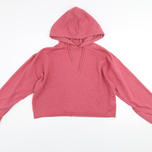New Look Women's Pink Cropped Pullover Hoodie Size S