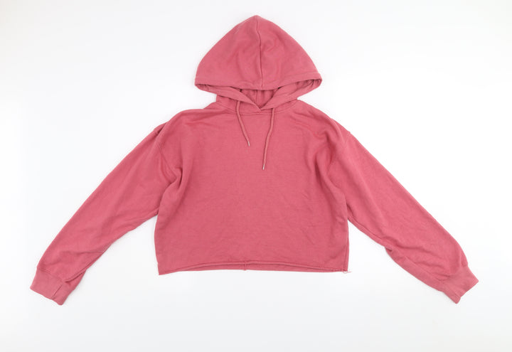 New Look Women's Pink Cropped Pullover Hoodie Size S