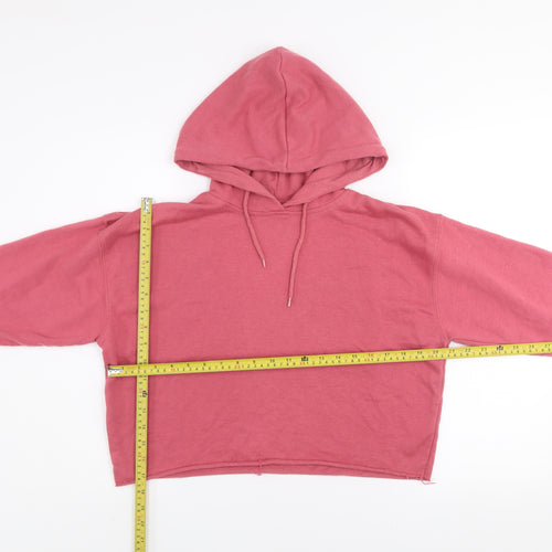 New Look Women's Pink Cropped Pullover Hoodie Size S