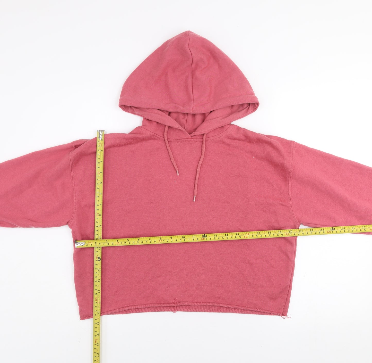 New Look Women's Pink Cropped Pullover Hoodie Size S