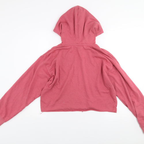 New Look Women's Pink Cropped Pullover Hoodie Size S