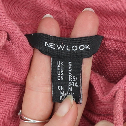 New Look Women's Pink Cropped Pullover Hoodie Size S