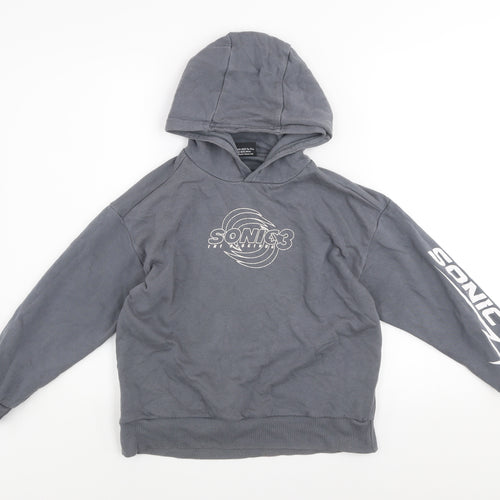 Sonic The Hedgehog Boys Grey Pullover Hoodie 8-9 Years Graphic Fleece
