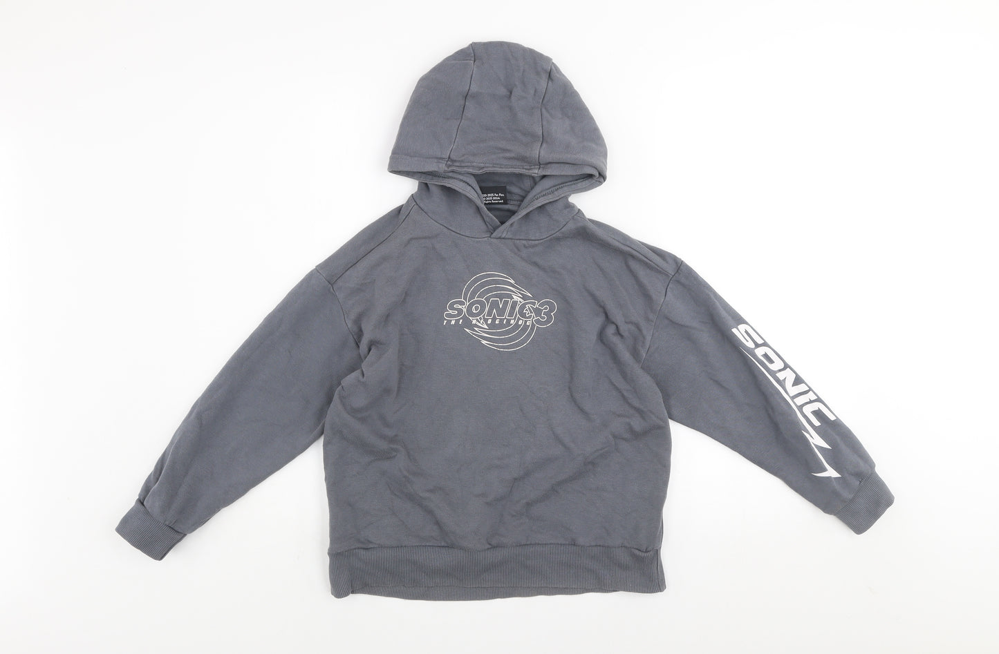 Sonic The Hedgehog Boys Grey Pullover Hoodie 8-9 Years Graphic Fleece