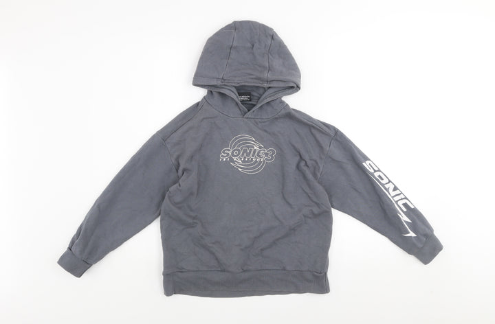 Sonic The Hedgehog Boys Grey Pullover Hoodie 8-9 Years Graphic Fleece