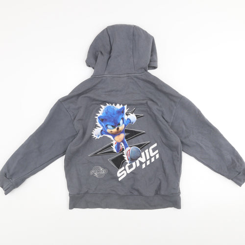 Sonic The Hedgehog Boys Grey Pullover Hoodie 8-9 Years Graphic Fleece