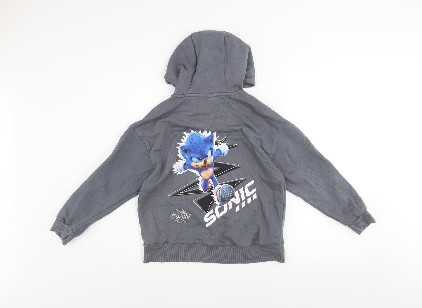 Sonic The Hedgehog Boys Grey Pullover Hoodie 8-9 Years Graphic Fleece
