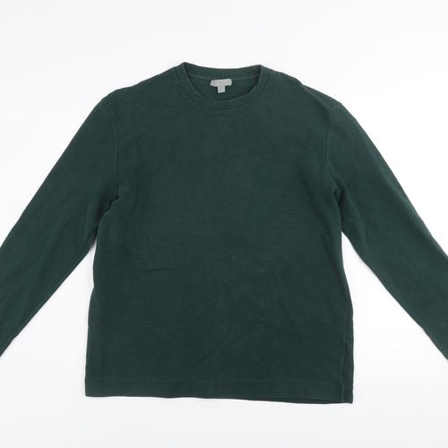 COS Men's Green Cotton Crew Neck L Pullover Sweatshirt