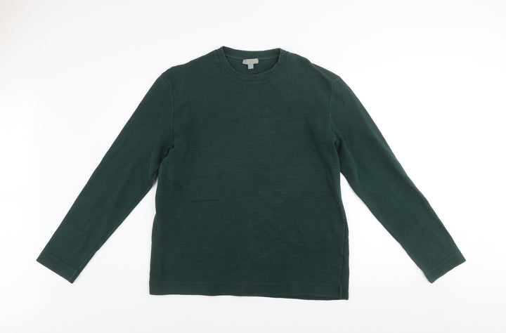 COS Men's Green Cotton Crew Neck L Pullover Sweatshirt