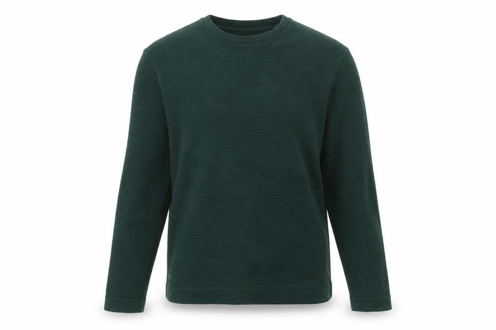 Front view of COS Men's Green Cotton Crew Neck L Pullover Sweatshirt