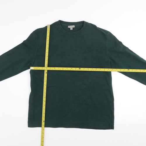 COS Men's Green Cotton Crew Neck L Pullover Sweatshirt