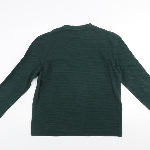 COS Men's Green Cotton Crew Neck L Pullover Sweatshirt