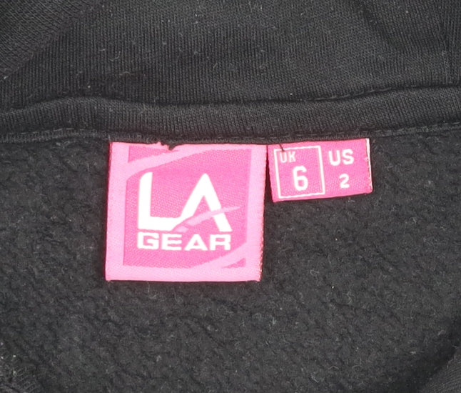 LA Gear Women’s Black Hoodie UK 6 Pullover Fleece Lined Casual Sweatshirt