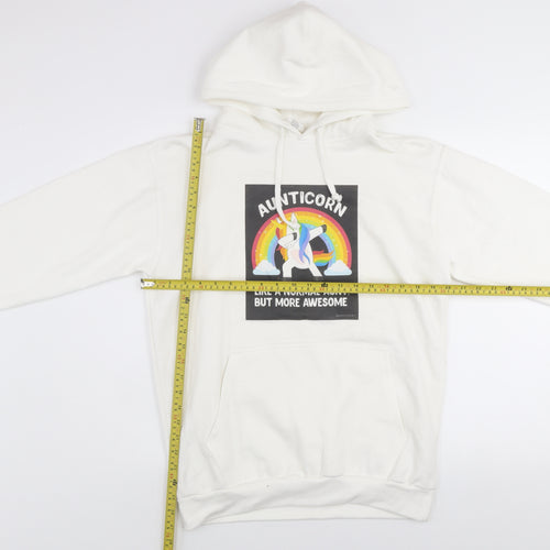 Stars & Stripes Women's White Pullover Hoodie Unicorn Graphic Size S