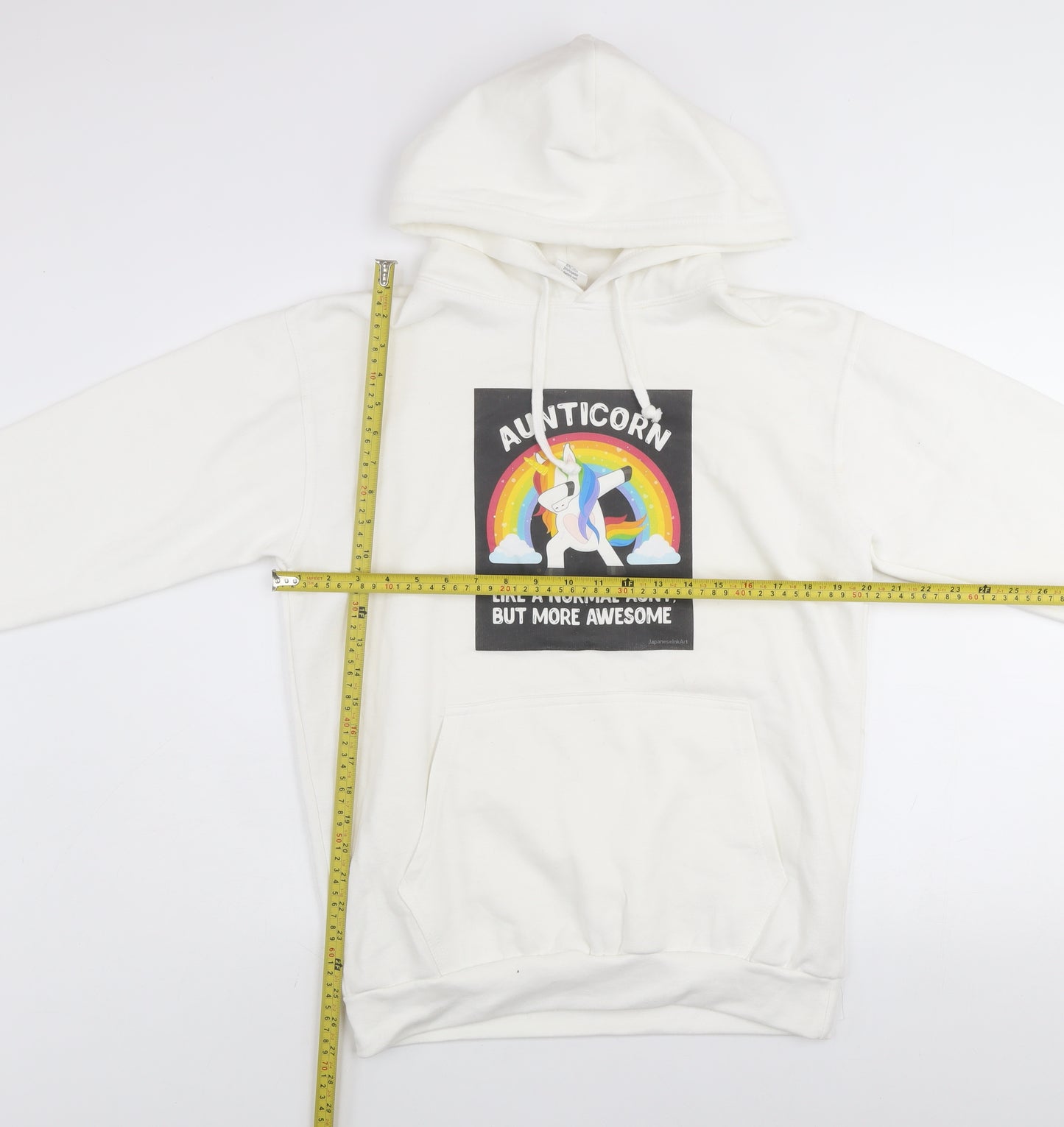 Stars & Stripes Women's White Pullover Hoodie Unicorn Graphic Size S