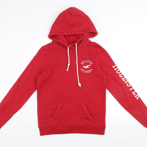Hollister Men's Red Pullover Hoodie XS Graphic Logo Hooded Sweatshirt