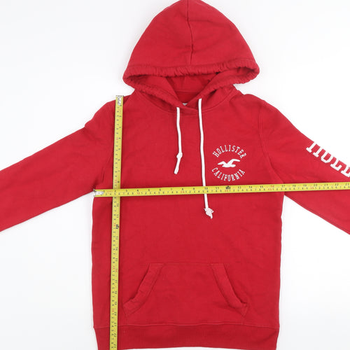 Hollister Men's Red Pullover Hoodie XS Graphic Logo Hooded Sweatshirt