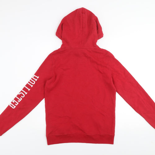Hollister Men's Red Pullover Hoodie XS Graphic Logo Hooded Sweatshirt